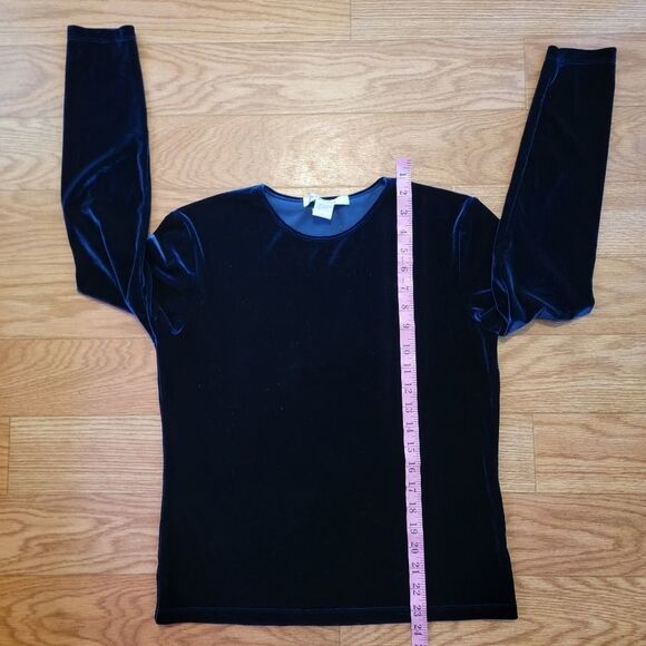 90's Vintage Crushed Velvet Long Sleeve Blouse - Picture 5 of 8